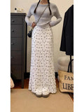 Summer Holiday Wind Bowed Lace Lace Hollow Broken Flower Fish Tail Half Skirts Slimy And Pure Long Skirt
