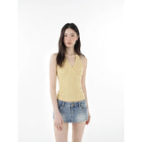 Small Design Sense V-Neck Hanging Neck Sling Vest Women's New Summer Slimming And Wearing Pure Tops