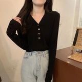 KANING French Simple Design Feel Solid Color Bottoming Knitted Women 2026 Autumn New V-Neck Sweater Bottom