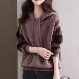 Sweater Women's Autumn/Winter 2026 New Lazy Casual Closure Hoods Long Sleeve T-Shirts Inside The Bottom Shirt
