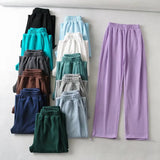 12 Color Loose Casual Foot Pants Women's Trousers Chic Dredging Sweatpants Straight Draw Rope Broad Leg Trousers Drag Floor Pants