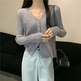 KANING Long-Sleeved V-Neck Elegant Knitted Cardigan Women's 2026 New Simple Thin Sweater Women's Clothing Outside