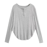Hottie Autumn Pure Lust Wind Thin Languid Loose Curved Hem Sunscreen T-Shirt