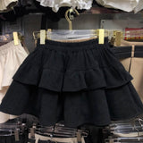Autumn And Winter Loose Waist Corduroy Short Skirt Girl Lotus Leaf Cake Half-Dress Babes Thin A Word Fluffy Skirt