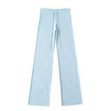 Summer New Yoga Elastic High-Waisted Loose-Rloose Straight Trousers Languid Languid Casual Drag Trousers