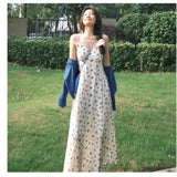 Summer Dress With A Complete Set Of Fashion Age-Less Gentle Syringe Cardigan Sleeveless Floral Sling Dress Two Sets