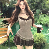 Spice Girls Wear Lace Slings Suspension Dress Women's 2026 Summer New Design Mask T-Shirt Two-Sleeve