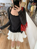 Sweet Set Knitted Shirt Short Coat Women Autumn Design Small Design Small Ribbon Ribbon Hanging