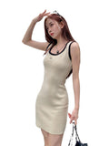 Pure Desire To Hit The Colorless U-Necked Knitting Sling Dress Women's New Summer Waist Thin Bagged Hip Skirt