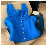 KANING Orange Collar Star Buckle Knitted Cardigan Women's New Spring 2026 High-End Soft-Collared Sweater