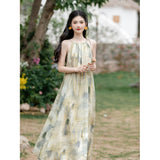 Loose Sleeveless And Unscuttered Hanging Neck Dress Summer Lazy Temperament Leisure Holiday Small Knee Dress