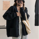 KANING Lazy Wind Loose V-Neck Knitted Cardigan Women's New Design Sensing Pocket Sweater Coat For Autumn And Winter 2026