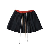 Autumn New Color Double Waist Rope 100 Folding Short Skirt Korean Age-Red Waist Draw Rope Anti-Walking A-Word Half Skirt