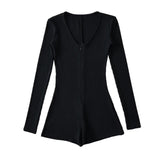 Spring And Autumn New Ins Pure Sexy Hottie Zipper Long-Sleeved Jumpsuit Woman T Slimming Sports Jumpsuit