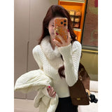 Kaning Fur Collar Blouse T-Shirt Knitted Sweater 2026 Autumn And Winter New Lazy Wind To Close The Waist With Knitted Shirt