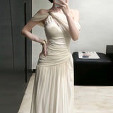 Sexy Wind Shoulder Strap Dress Women's Spring And Summer New Waist High-Sensing Dress 100-Fold Skirt Dress