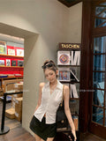Fashion Polo Clapping Waistless Sleeveless Thin Top Lady 2026 New Summer Single Buckle Digging Shoulder Hanging Neck Vest
