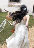 Hanging Neck Embroidered Dress Women 2025 Summer New Waist Temperament Small Design Long Dress
