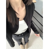 KANING Simple Solid Color Thin Knitted Cardigan Women 2026 Early Autumn New Design Sense Of The Slime Sweater