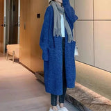 Lazy Wind Long Sweater Coat Women's Autumn And Winter New Korean Version Of Loose Pocket Knitted Open Shirt Outside