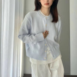 KANING Gentle Wind Candy Color Knitted Cardigan Women 2026 Autumn New Soft Slim Blouse Outside