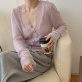 Spring New Lace Sister High-End Knitted Cardigan French Bodywear