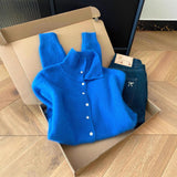 KANING Orange Collar Star Buckle Knitted Cardigan Women's New Spring 2026 High-End Soft-Collared Sweater