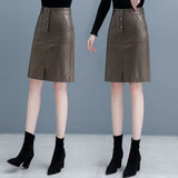 Half-Dress Women's Autumn And Winter 2025 New Korean Version Of The Thin A-Word Bag Hip Skirt High-Waist PU Small Leather Skirt Short Skirt