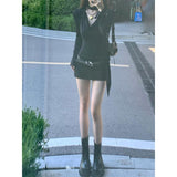 Spring Pure Lust Wind Hanging Neck Neck Long Sleeve Dress With Belt Slim Thin Ass Short Skirt