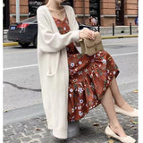 Lazy Wind Long Sweater Coat Women's Autumn And Winter New Korean Version Of Loose Pocket Knitted Open Shirt Outside