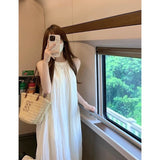 Sweet Hanging Neck Dress Fairy Summer 2025 New White Dress Sleeveless Advanced Temperament A Word Long Dress
