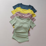 Yoga Suit With Breast Pad Women's Summer 2025 New V-Neck Thin Running Sports Leisure Short-Sleeved T-Shirt Fitness Top