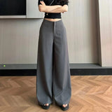 Black Casual Broad-Legged Suit Pants Women's New Large-Size Fat Mm Loose Thin Pear-Shaped Body Straight Pants