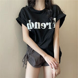 Ins Pure Desire 2026 New Summer Net Red Shoulder Short-Sleeved T-Shirt Loose Women's Tops Appear Thin Bottom Women's T-Shirt