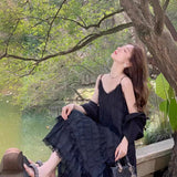 Pure-Style White Sling Dress Women's Spring And Summer New Beach Seaside Holiday Temperament Sweet Long Dress