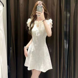 Chinese Style Improved Cheongsam Lace Buckle With The Flower Dress Girl Summer Solid Color Waist A Short Skirt