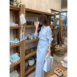 Two Blue Shirt Dresses For High-Level Fake Women's Early Spring And Autumn Niche Design Thin Temperament POLO Dress