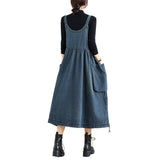 Autumn New Real-Drink Washing Denim Casual Large-Size With Dress Woman