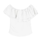 T-Shirt Girl Korean Gentle Wind Lotus Leaf Side Shoulder Short Sleeve Summer New Temperament Waist Solid Color Short Shirt