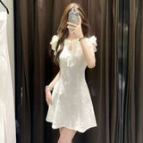 Chinese Style Improved Cheongsam Lace Buckle With The Flower Dress Girl Summer Solid Color Waist A Short Skirt