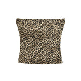 Leopard Hanging Neck Tie With Sexy Beauty Back-To-Back Chest Summer Dress Short Vest Underwear Tide