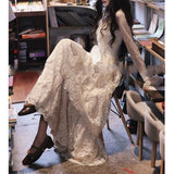 Autumn And Winter French Retro Light Wedding Dress Three-Layer Tower Lace Cake Skirt Heavy Industry Lotus Leaf V Collar Long Skirt Temperament Skirt