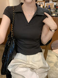 Ins Hot Girls Pure Want To Close Waist Small Flying Sleeve Girl T-Shirt Short-Sleeved Tops New Solid Color Bottom Body-Repair Women's Tide