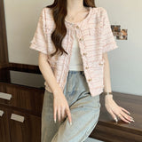 French Famous Lady Coarse Flowers, The Short Small Scented Coat Woman 2026 Spring And Autumn New Temperament Thin Open Shirt Top Woman