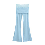 Spice Lace Splicing Horn Trousers Bag Casual Repair Leg Long Fashion Trousers