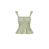 Solid Color Design Folded Sling Sling Vest Women's Summer Hottie Wind To Repair The Waist Slimming Top