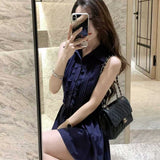 2026 French Pure-Hearted High-End Shirt Dress Women Design Waist Tie With Hottie Summer Sleeveless Skirt