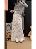 Summer Holiday Wind Bowed Lace Lace Hollow Broken Flower Fish Tail Half Skirts Slimy And Pure Long Skirt