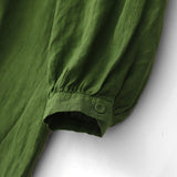 On The Same Day, The Green Long-Sleeved Dress Woman's New Literary Temperament In The Early Autumn Is Loose Robes.