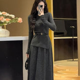 KANING Korean Knitwear Two Sets Of Atmosphere Feel Autumn And Winter New French High-End Sweater Half-Dress Skirt Set